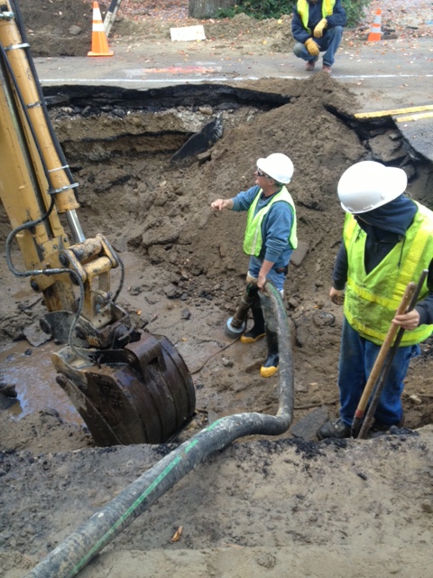 Water Main Repair on Cedar Street 10/31/2014