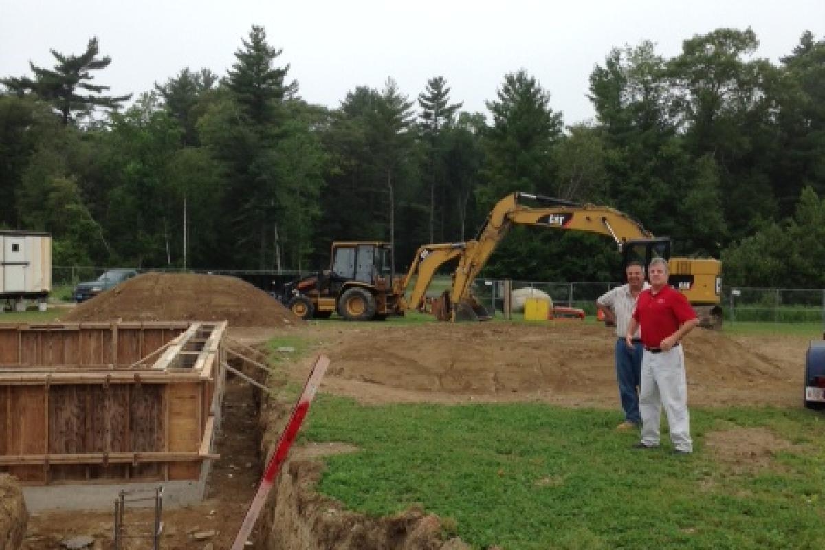 Footings being poured for the new pavilion at Forge Pond Park (photo 1, 6/28/13)