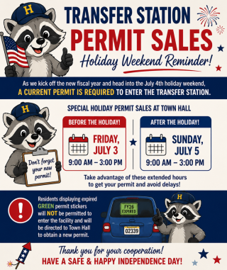 Transfer Station Permit Sales and Holiday Weekend Reminder 7/2/26