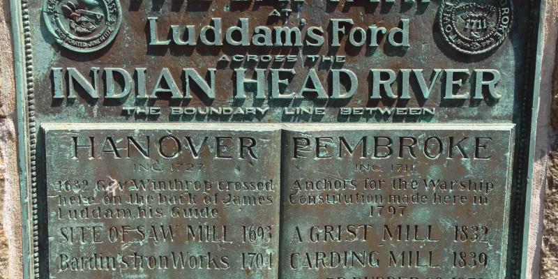Elm Street over the Indian Head River Bridge plaque Elm Street over the Indian Head River Bridge plaque